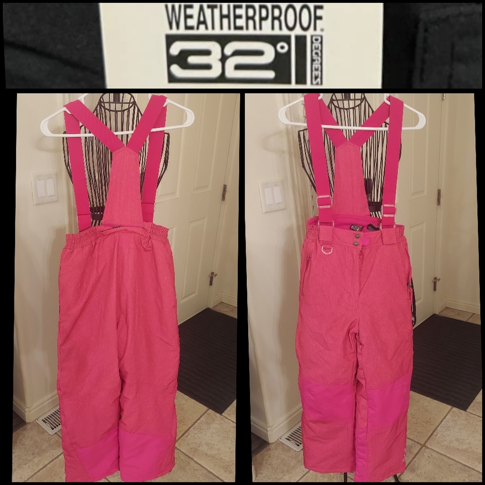 Weatherproof 32 degree pink girls/kids snowpants size 14/16